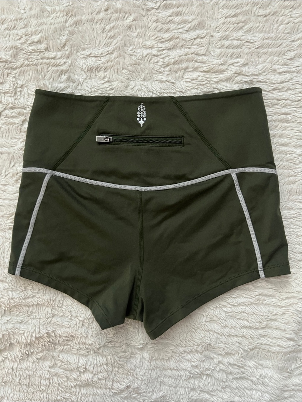 FP Movement Olive Green You're A Peach Shorty Shorts Size XS